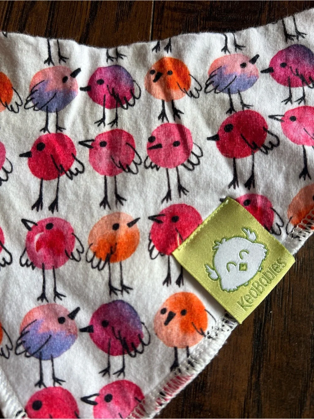 Keababies Bandana Bib with Colorful Bird Print - White/Pink Multi